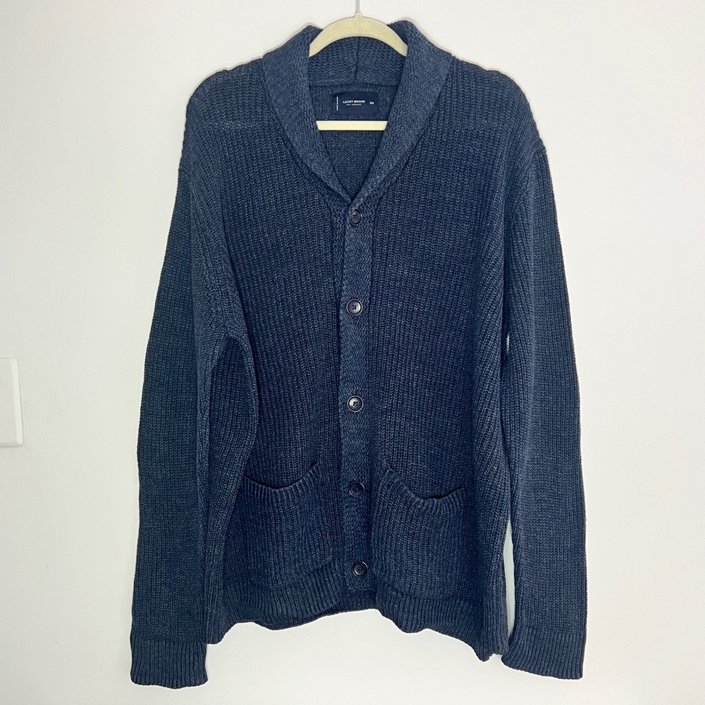 Lucky Brand Men's Button Front Cardigan – Dark Blue, XXL